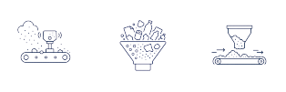 Illustration of issues experienced when processing mining and aggregates such as dust and vibration, wear on contact sensors, changing particle sizes